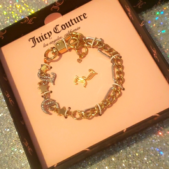 ๐HP๐๐งโโ๏ธJuicy Couture Layered Monogram Crystal Star Bracelet Set NIB - Picture 2 of 6